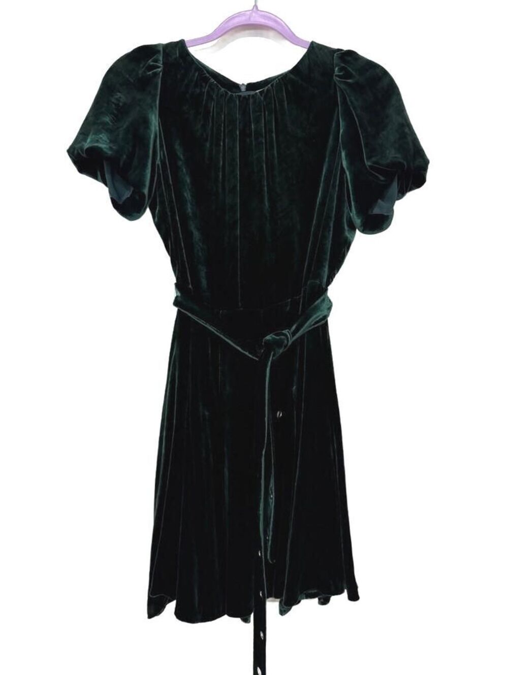 Sandro Paris Women’s Size 2 Dark Green Velvet Belted Midi Dress